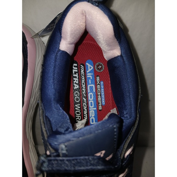 Skechers Work Womens Ultra Go Max Cushioning Elite Shoes 108036 Blue PInk Sz 7.5 - Picture 10 of 11